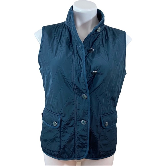 Talbots Fleece Lined Dark Green Quilted Vest Small - Picture 1 of 7